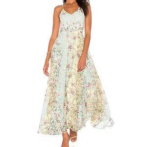 Anthropologie Yumi Kim Floral Peace and Love Maxi Dress Fleur Melody Size L